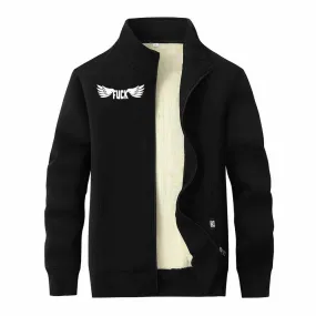 Fuck Letter With Wings Zip Fleece Sherpa Cardigan