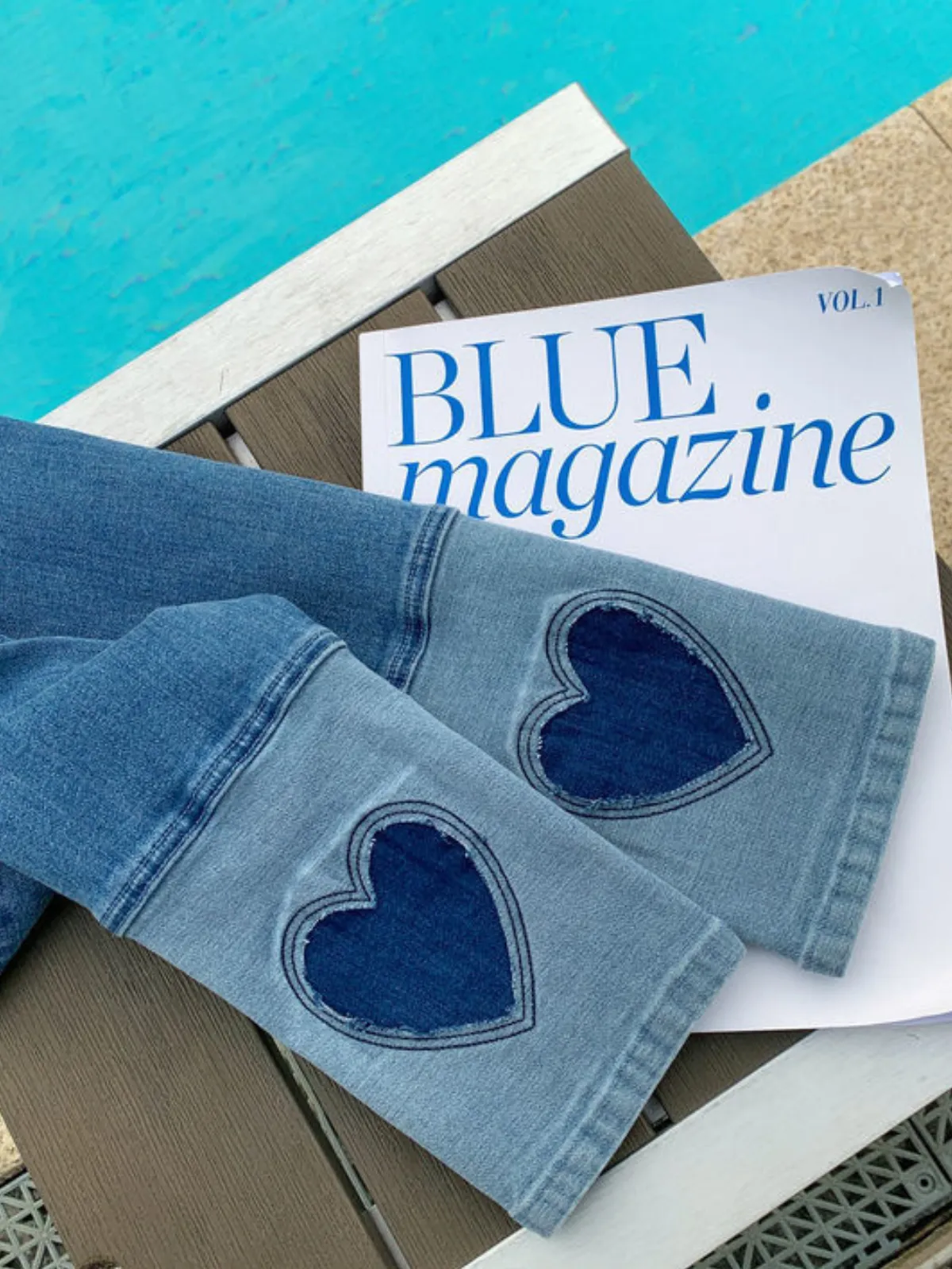 Full Of Love Heart Patchwork Denim Jeans