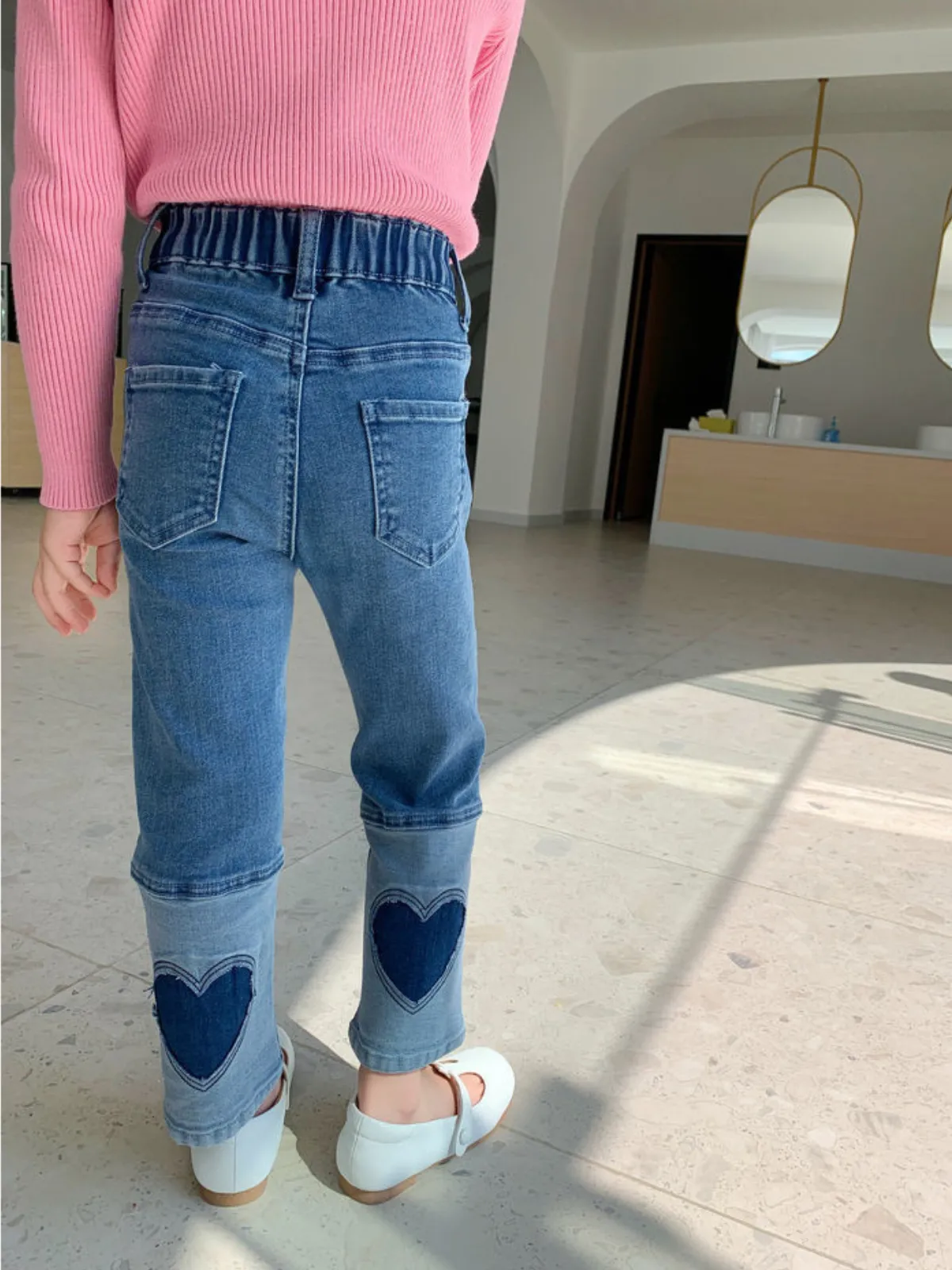 Full Of Love Heart Patchwork Denim Jeans