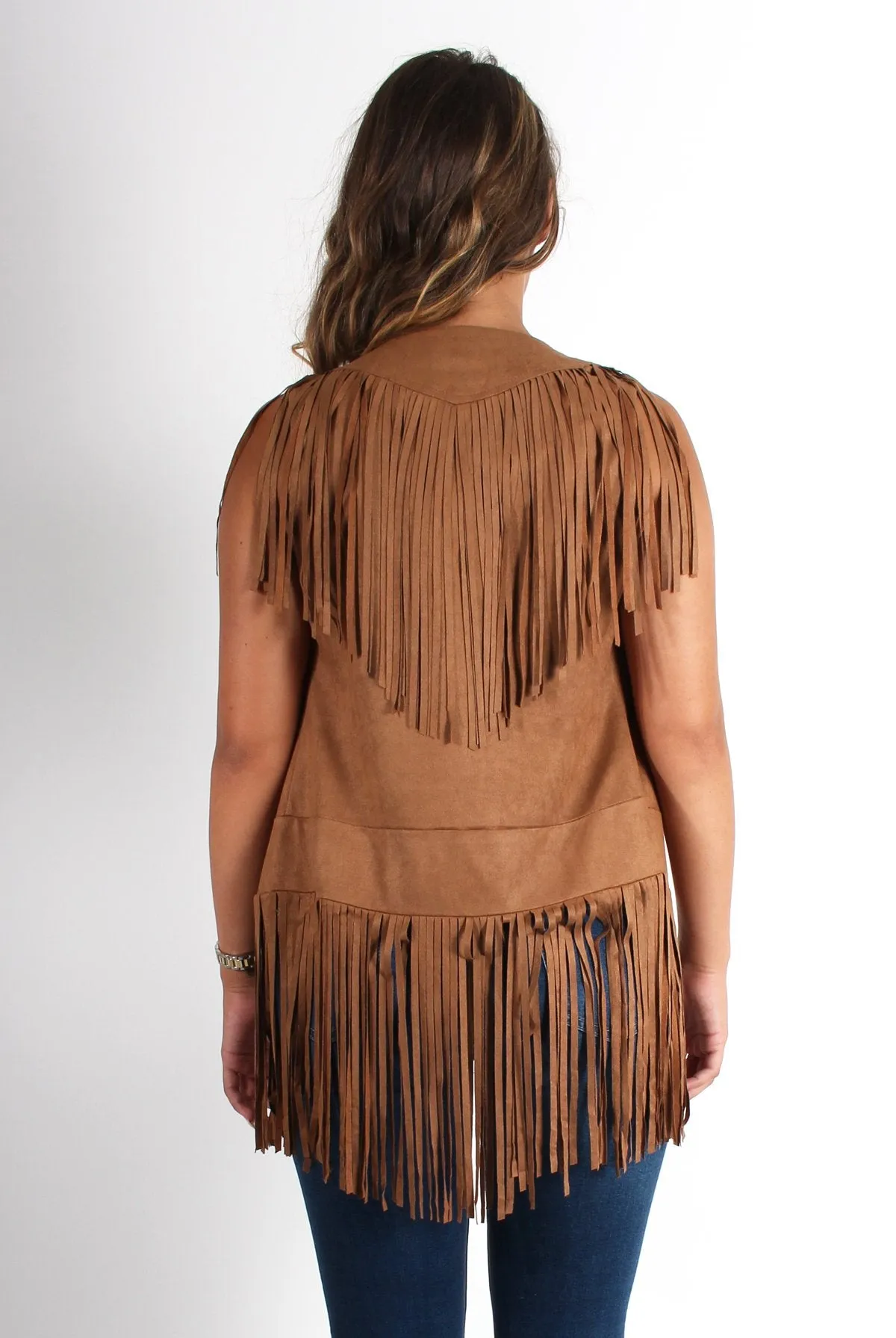 Gabbi Camel Suede Tassel Waistcoat