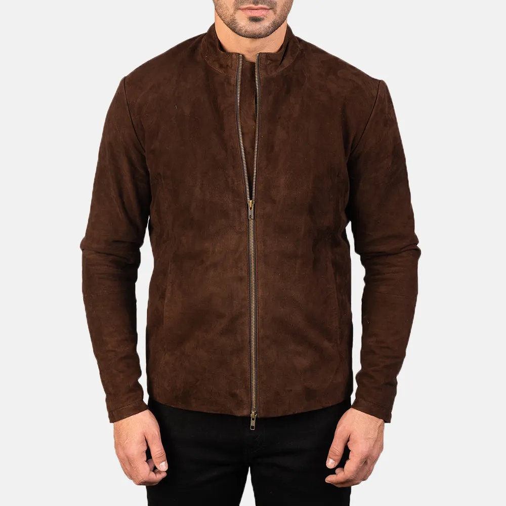 Gentleman Mocha Suede Leather Biker Jacket