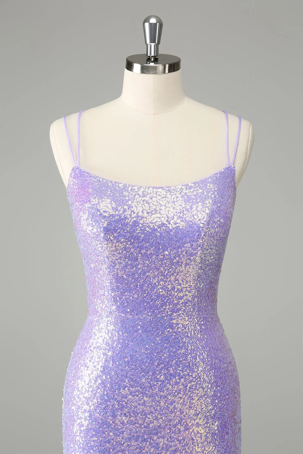 Gorgeous Bodycon Lilac Corset Sequin Short Homecoming Dress with Tassel