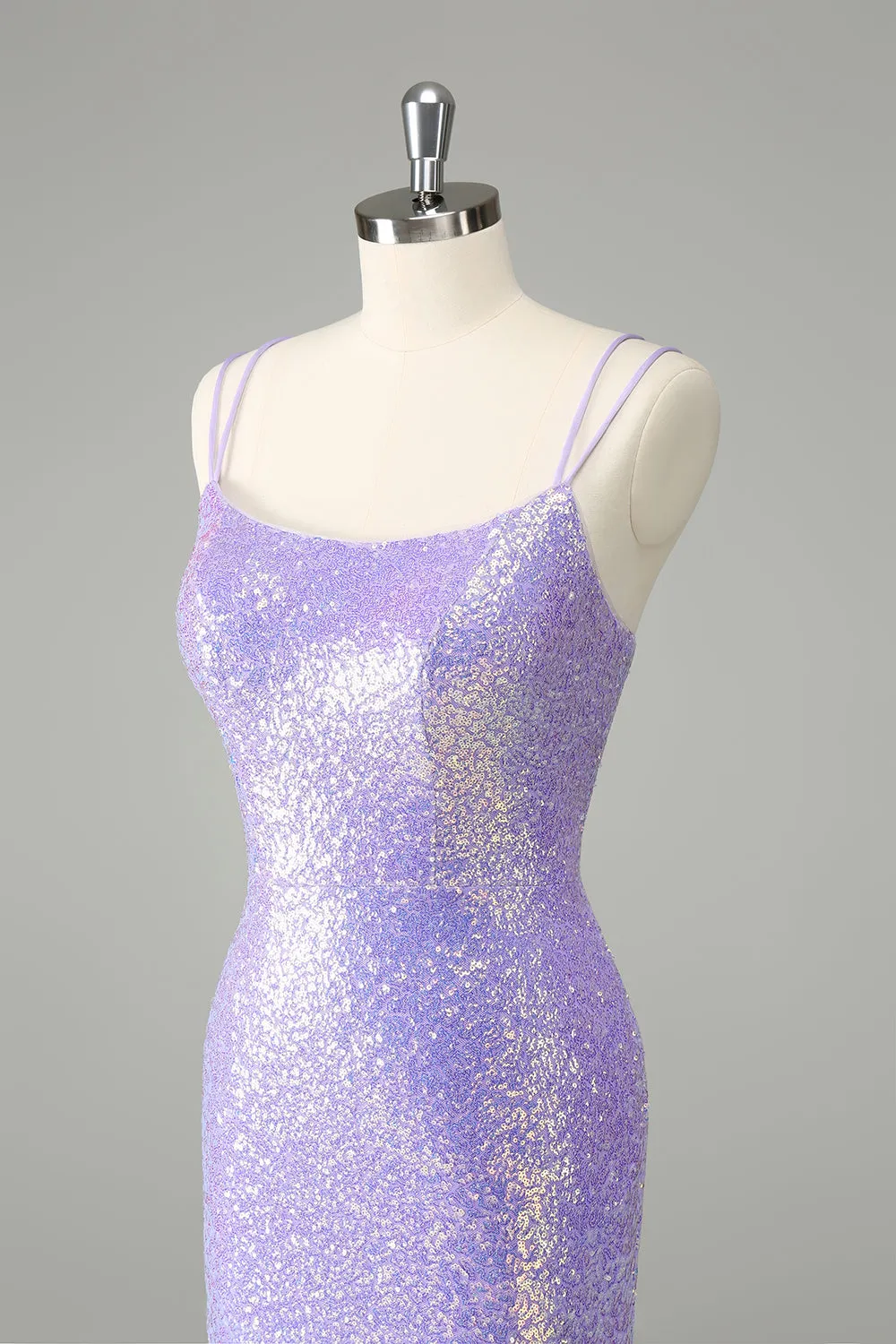 Gorgeous Bodycon Lilac Corset Sequin Short Homecoming Dress with Tassel