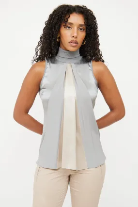 Grey Silk Sleeveless Top