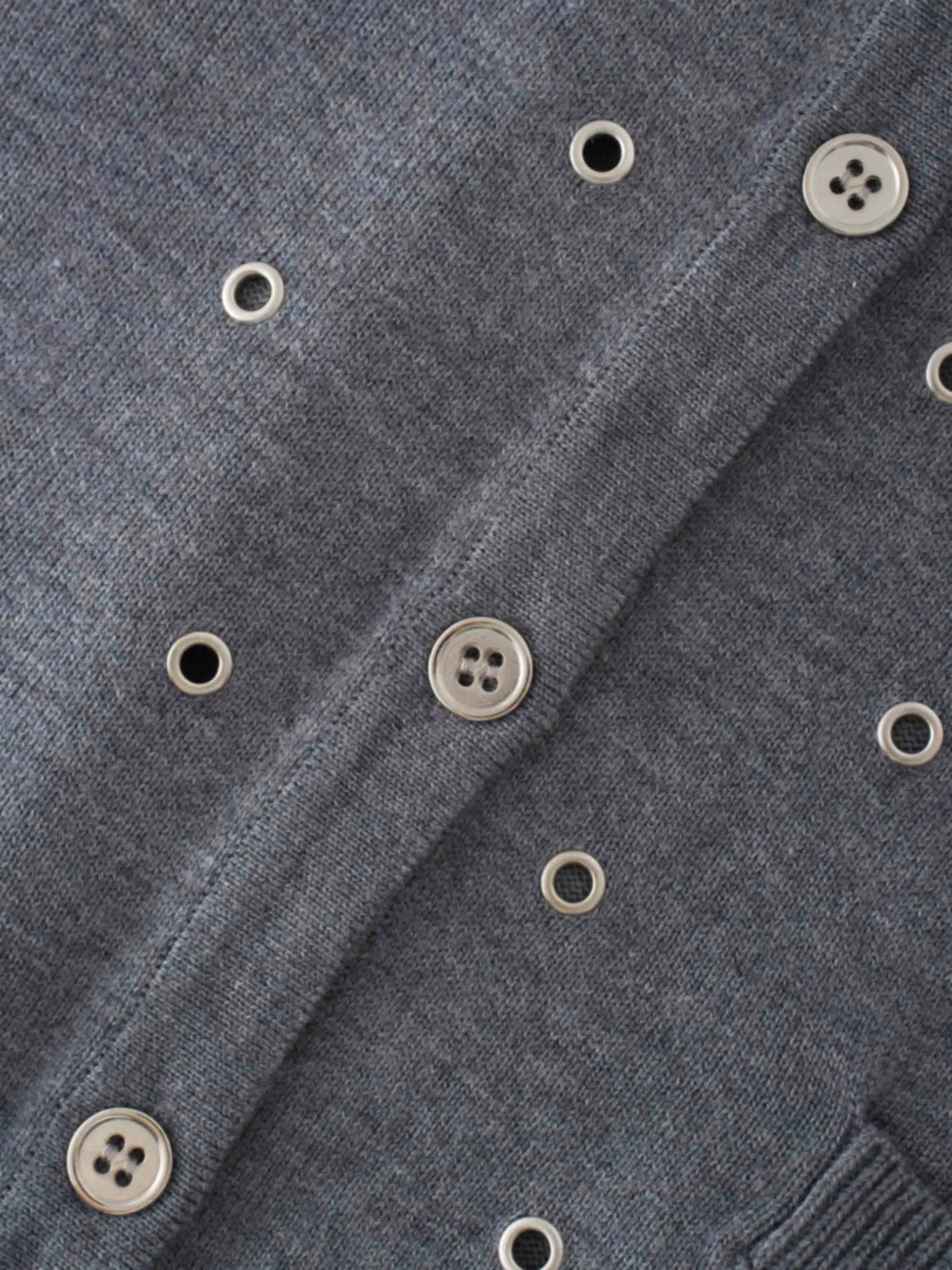 Grommet Cardigan-Grey