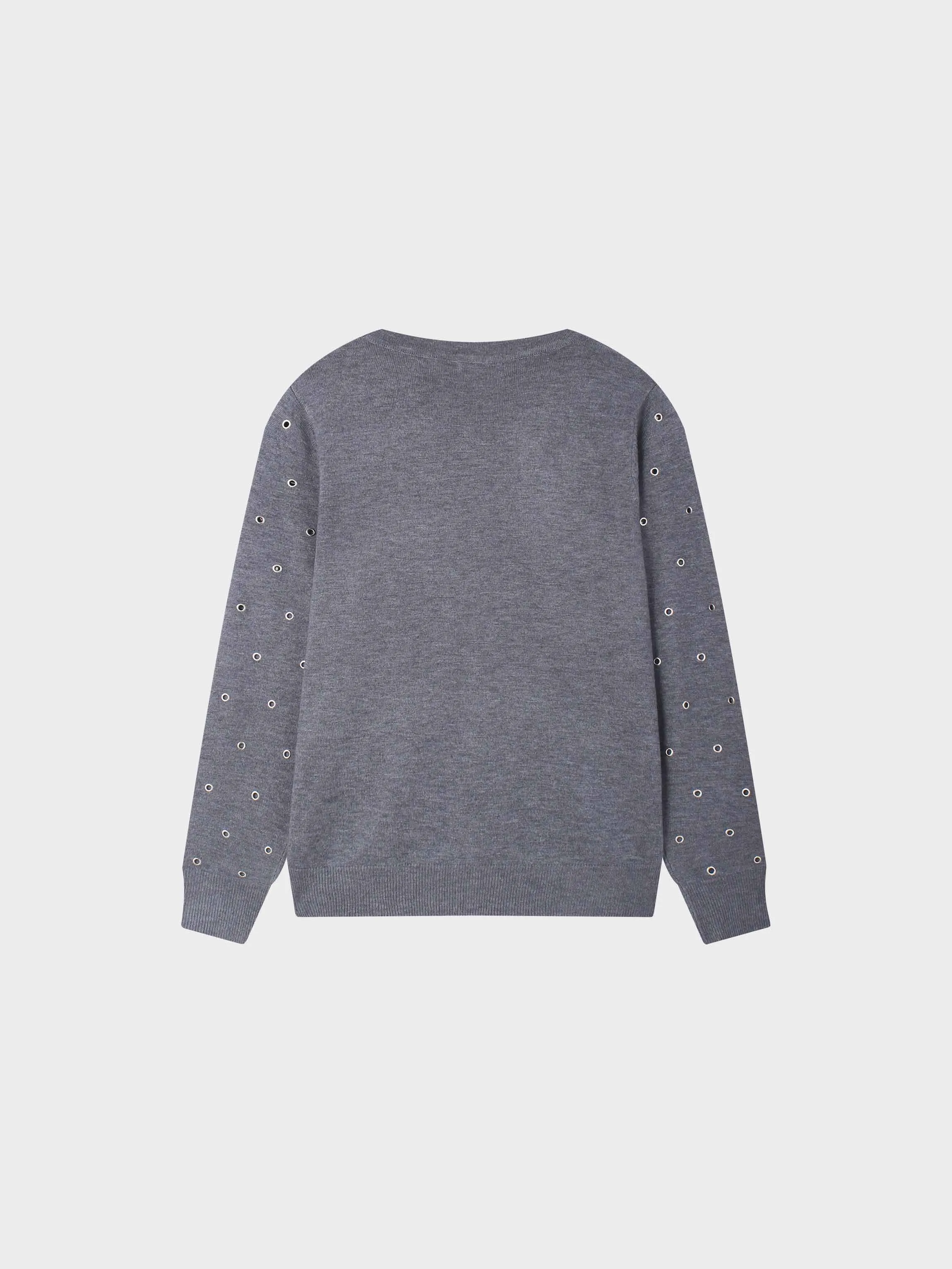 Grommet Cardigan-Grey