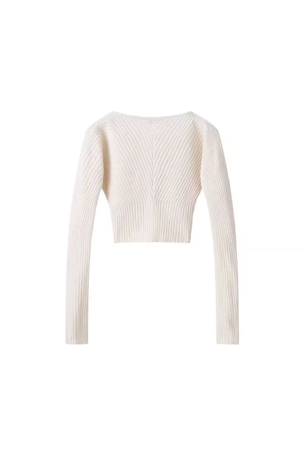 'Harper' Cropped V-Neck Long Sleeve Knit Sweater