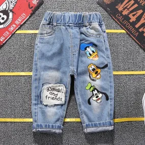 High Quality Kids Mickey Mouse Fashion Ripped Jeans Clothes Spring Autumn Baby Boys Girls Jeans Denim Pants Children Trousers S4676963