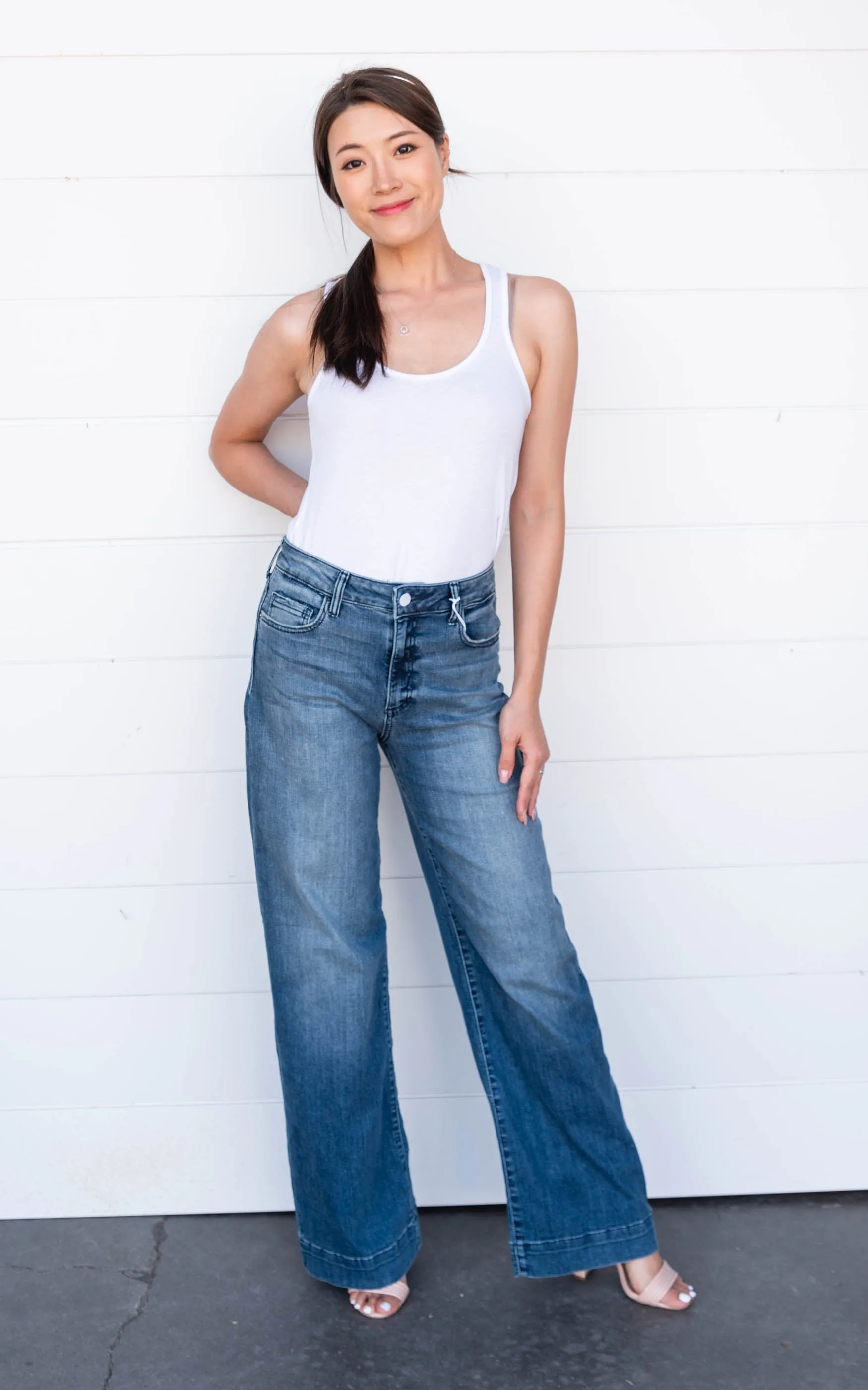 HIGH RISE WIDE LEG PALAZZO JEANS  SNEAKPEAK - Final Sale