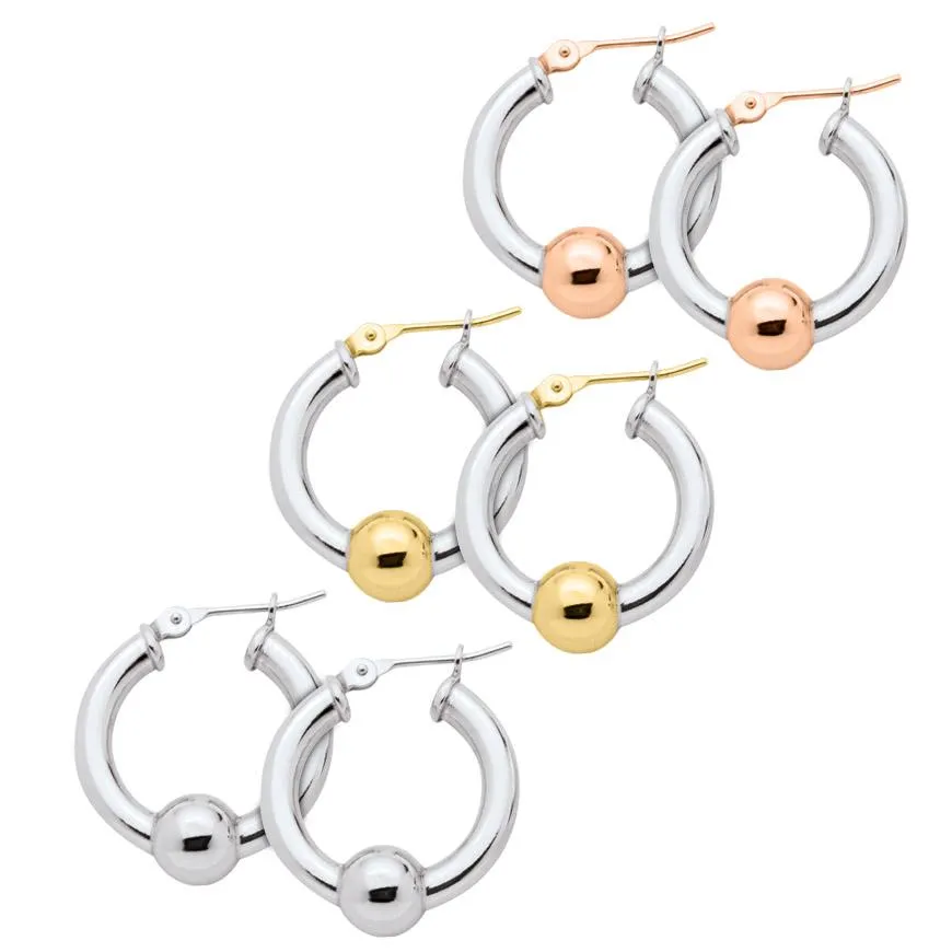 Hoop Earrings Sterling Silver And Yellow Gold 20mm