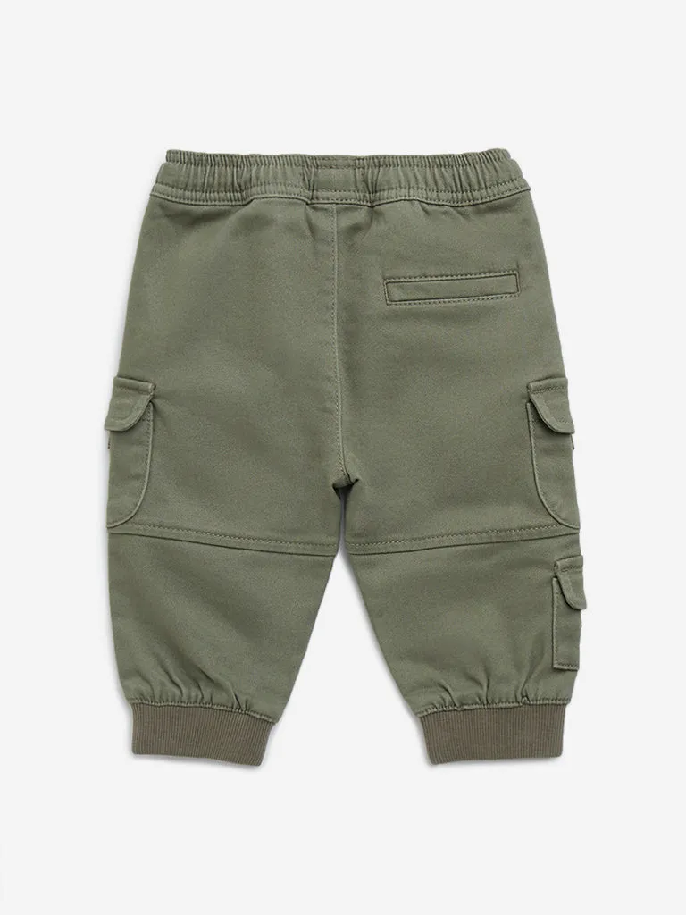 HOP Baby Olive Cargo-Style Mid-Rise Joggers