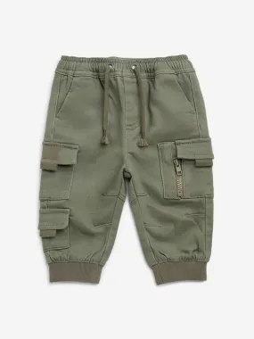 HOP Baby Olive Cargo-Style Mid-Rise Joggers