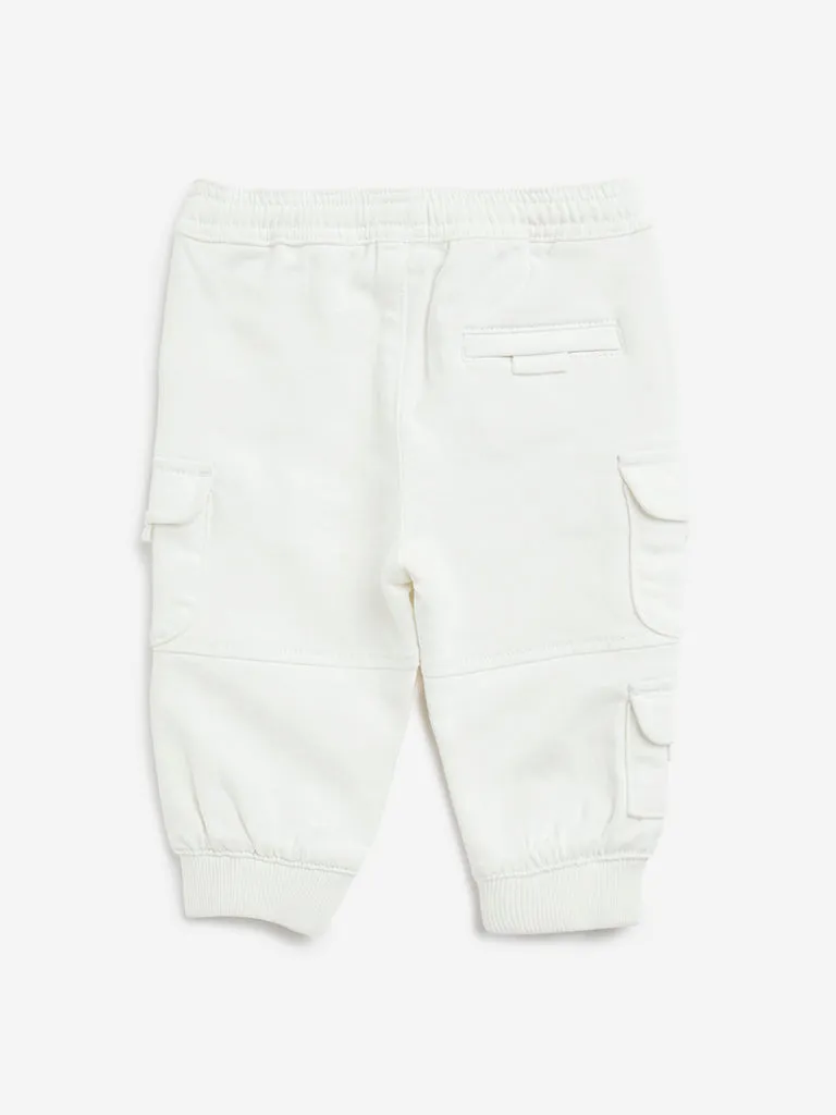 HOP Baby White Cargo-Style Mid-Rise Joggers