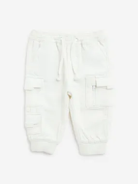 HOP Baby White Cargo-Style Mid-Rise Joggers