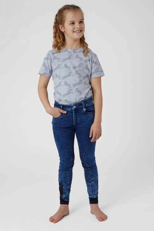 Horze Allison Kids Denim Silicone Full Seat Breeches