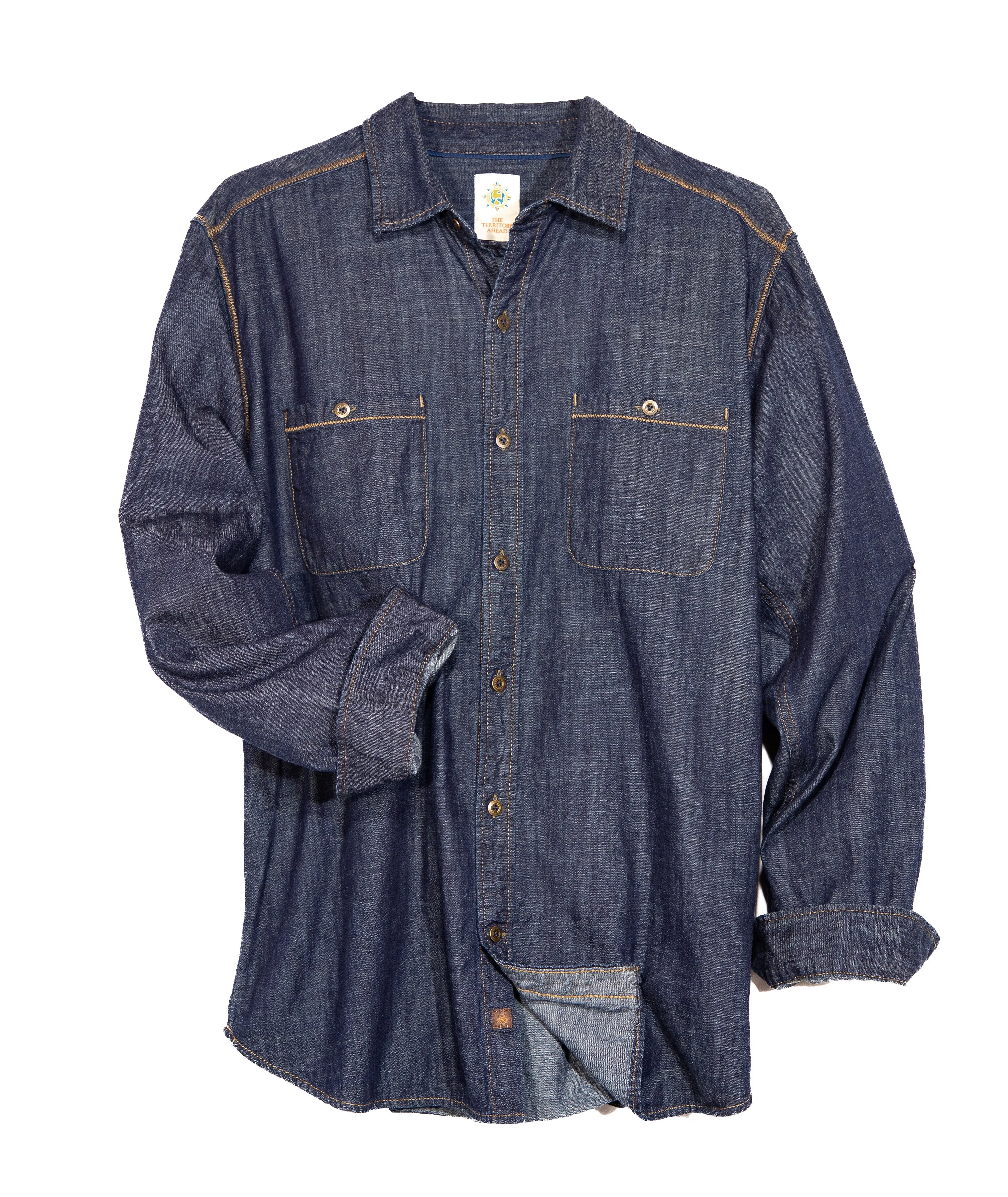 Indigo Rinse Denim Shirt- Tall