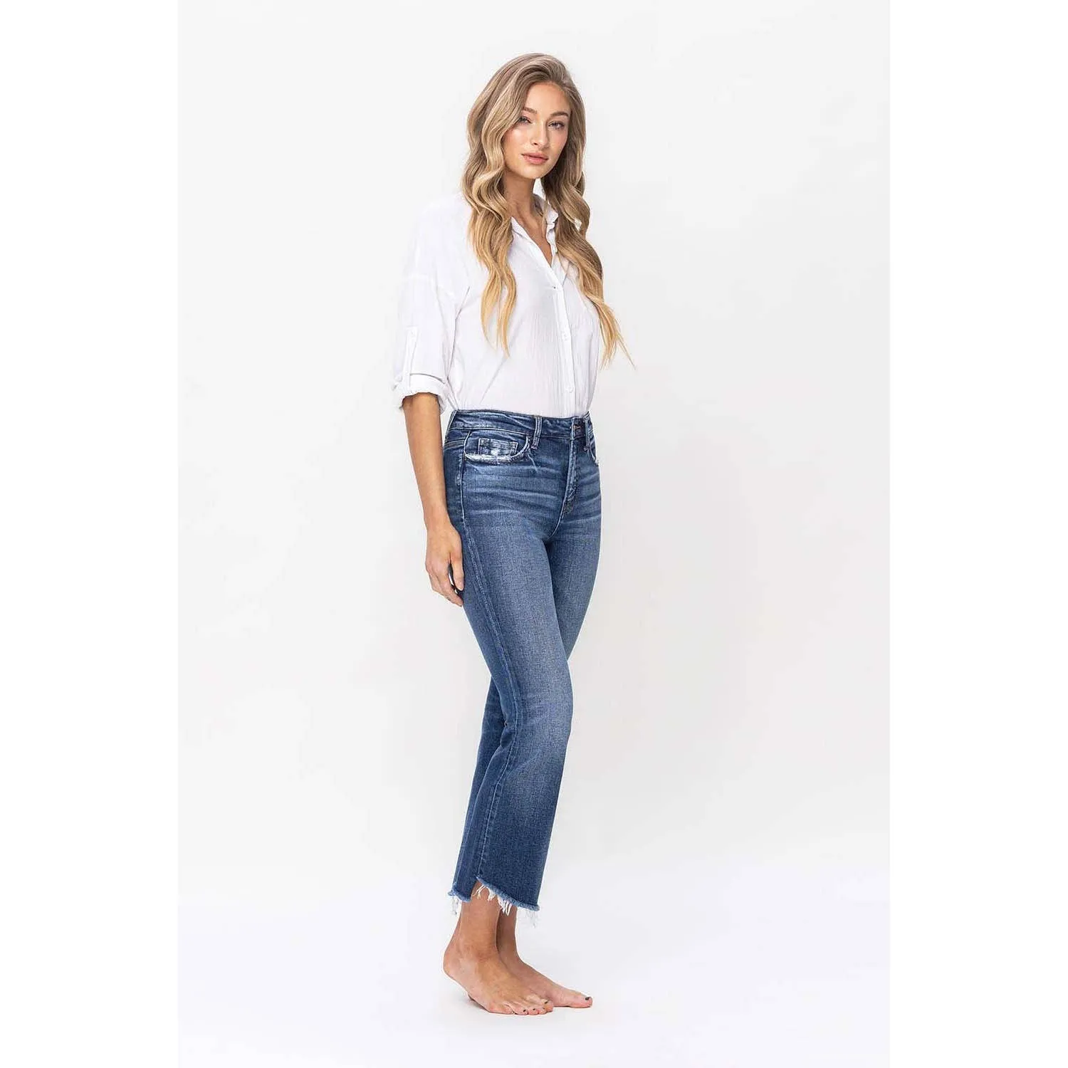 INGENUITY HIGH RISE STEP HEM CROP FLARE JEANS