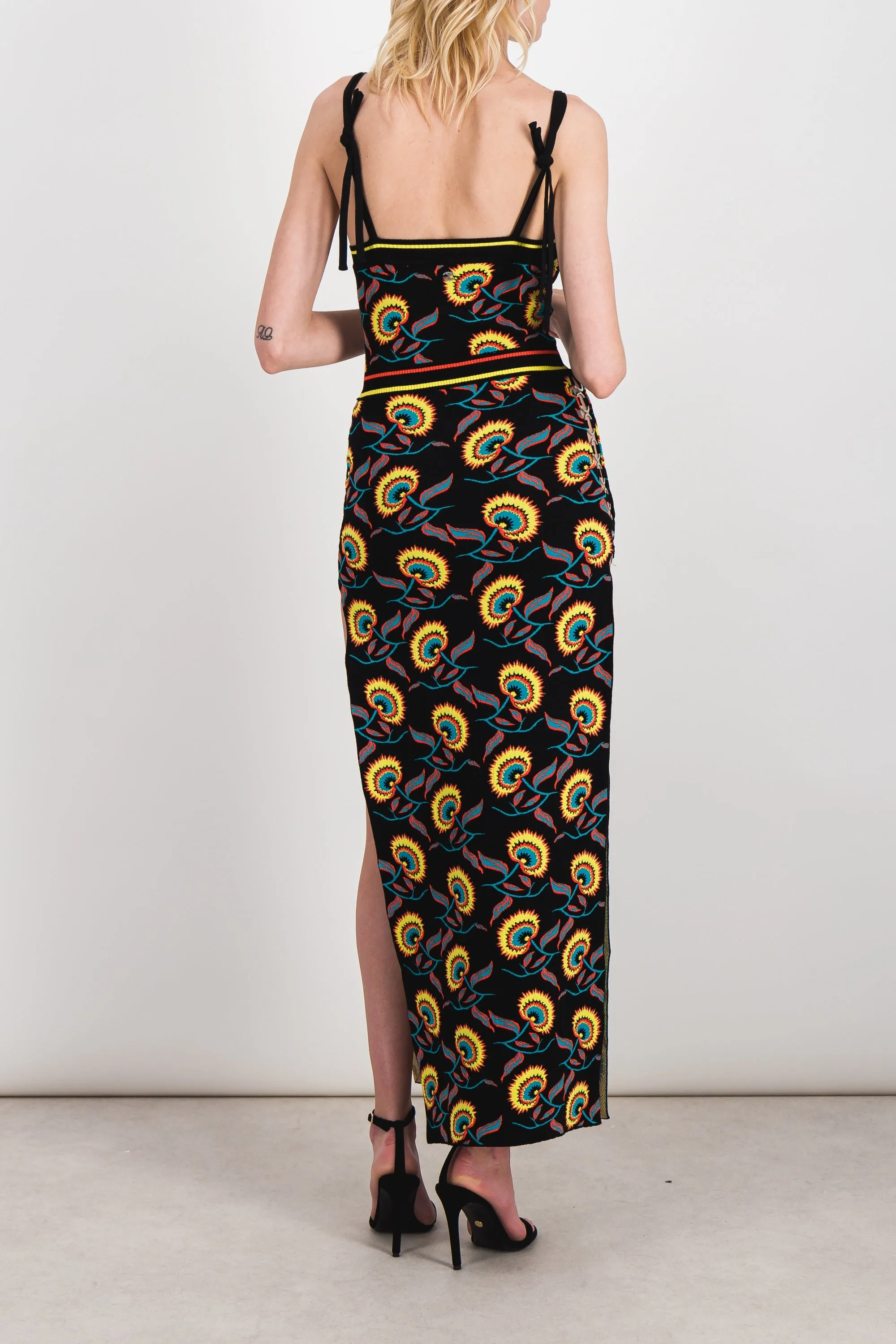 Jamaican flower jacquard maxi dress