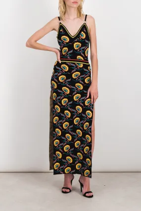 Jamaican flower jacquard maxi dress