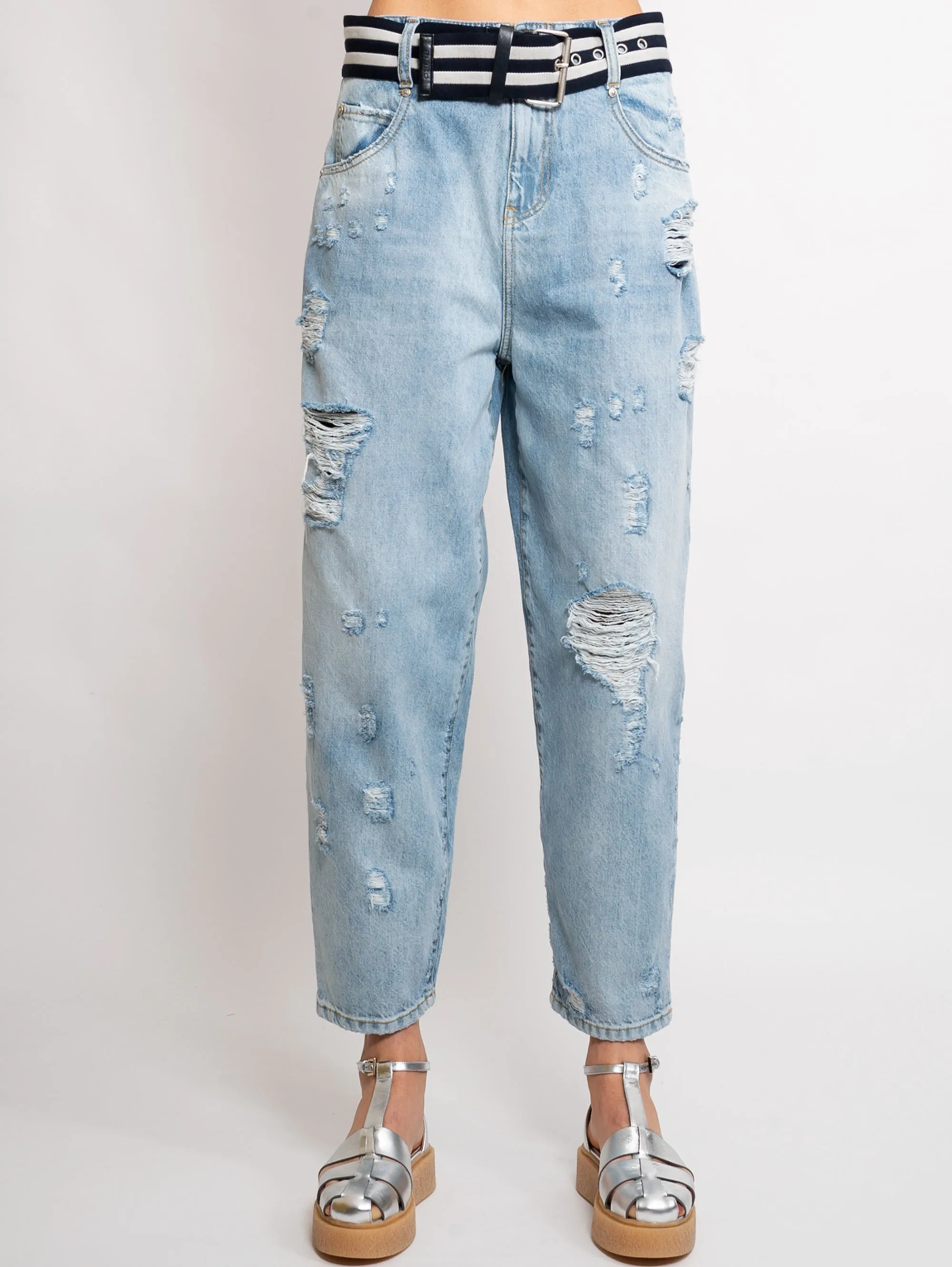 Jeans con Strappi Blu