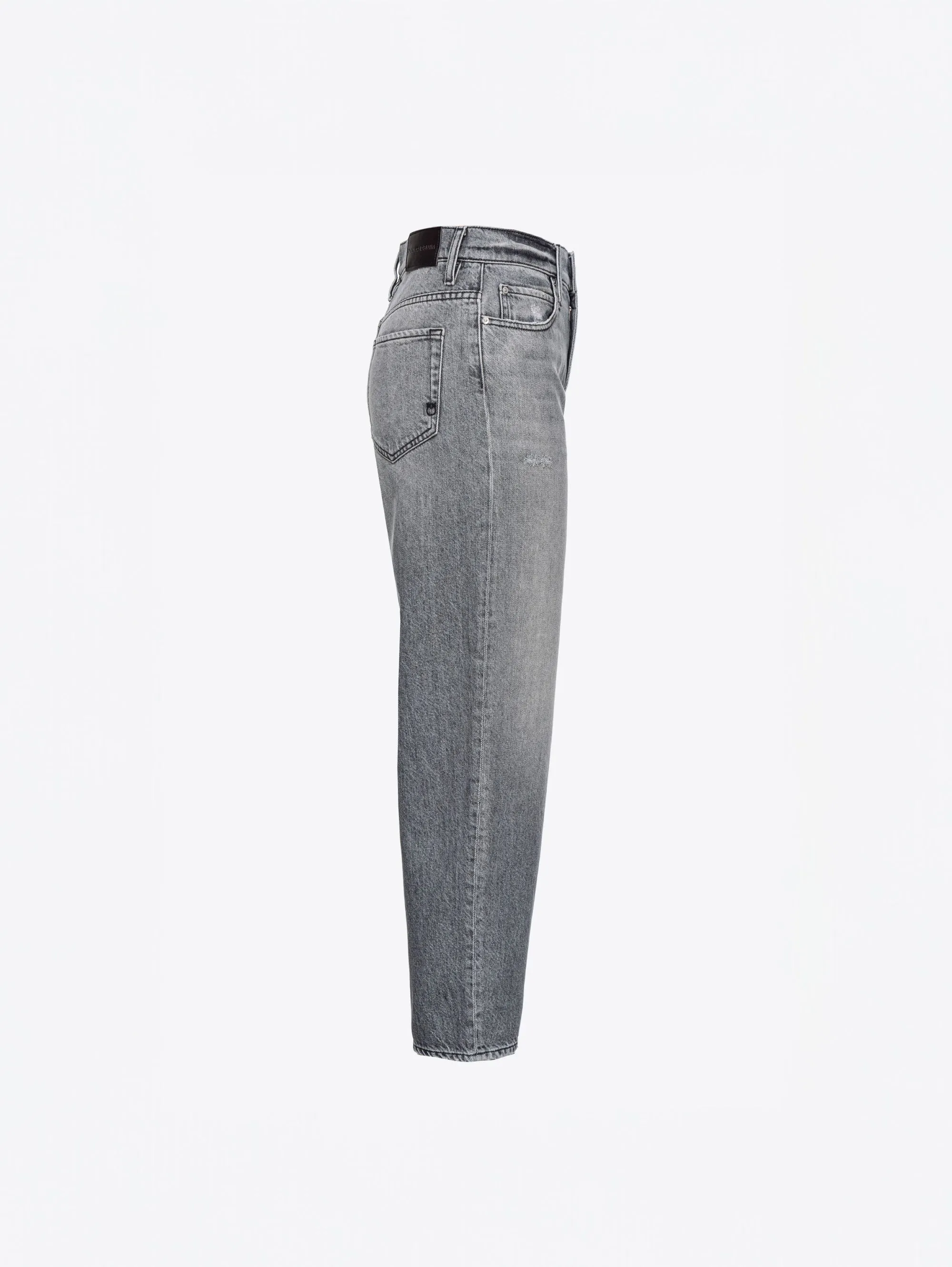 Jeans Egg-Fit Effetto Used Grigio