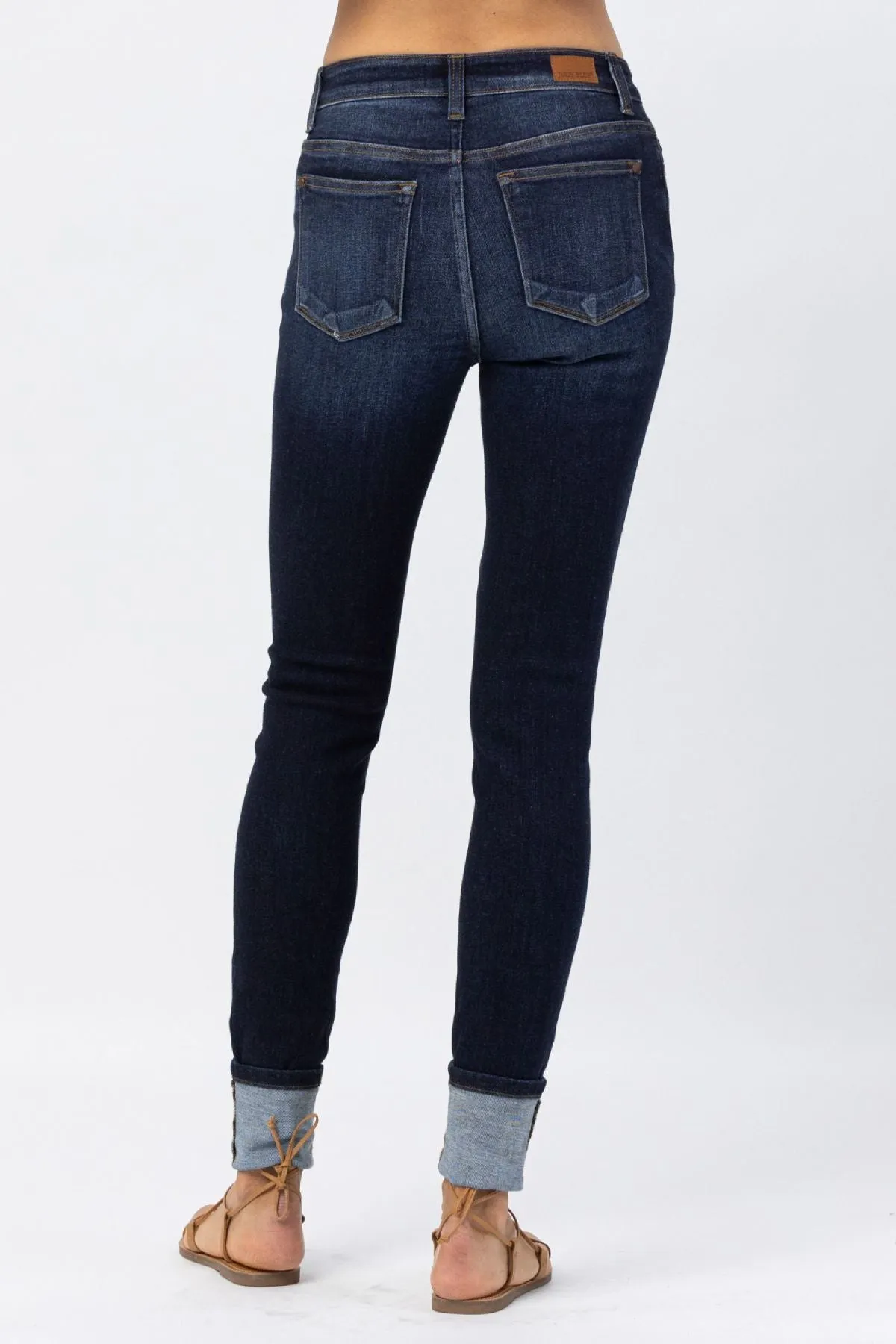 Judy Blue Dark Blue Cuffed Skinny Jeans