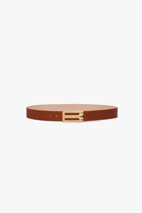 Jumbo Frame Belt In Tan Grained Leather