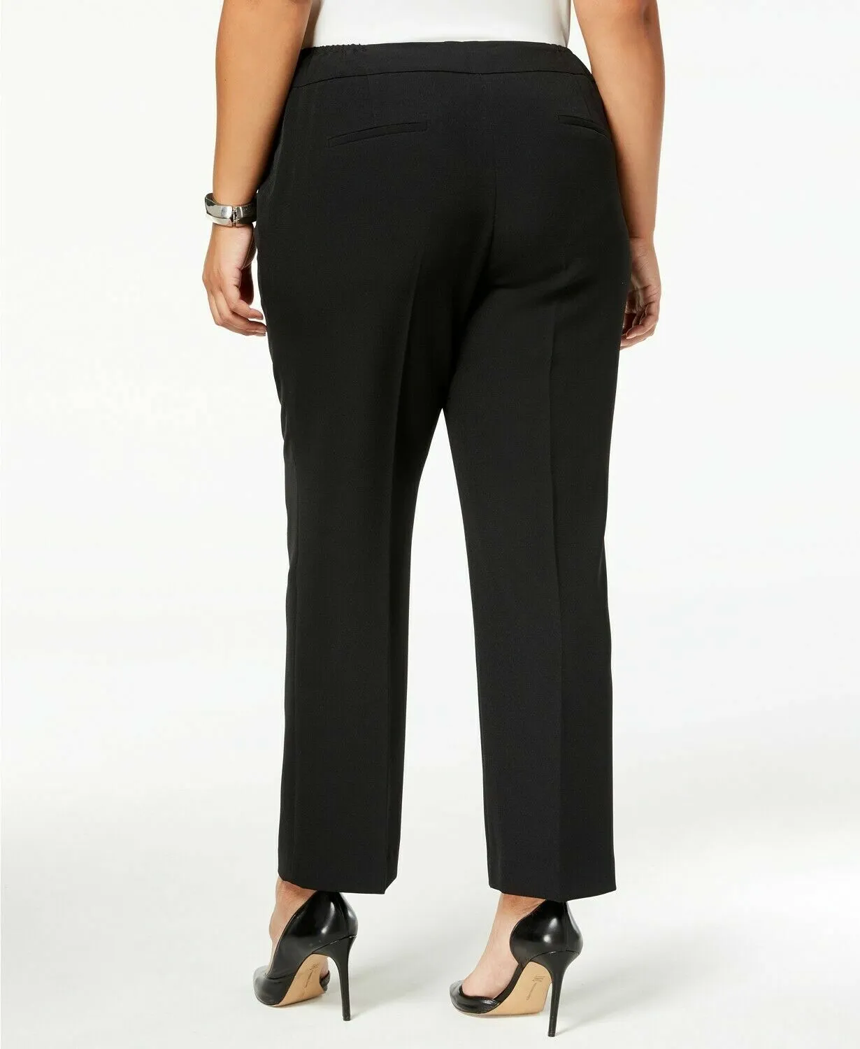 Kasper Kate Women's Black Classic Fit Straight-Leg Pants Plus Size 22W