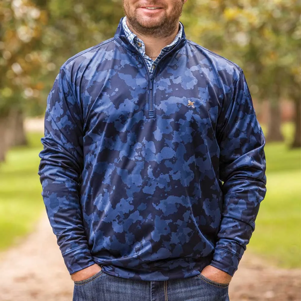 Kevin's 1/4 Blue Camo Performance Pullover