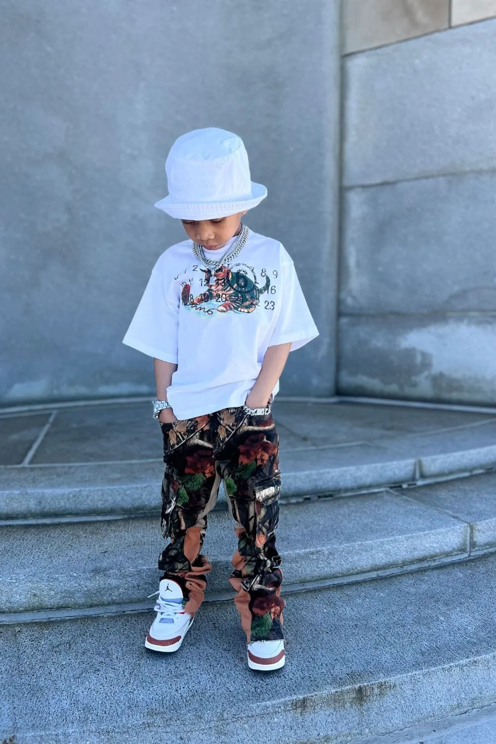 Kids Stacked Camo Cargo Denim (Maple)