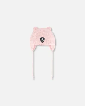 Knit Hat With Ears Pink