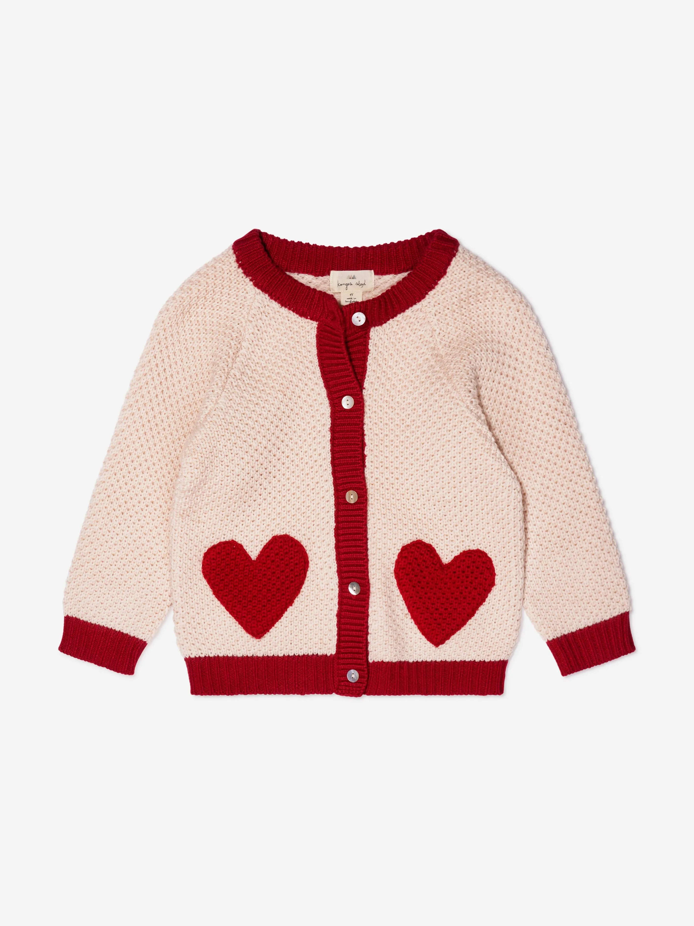 Konges Slojd Girls Merino Wool Heart Cardigan