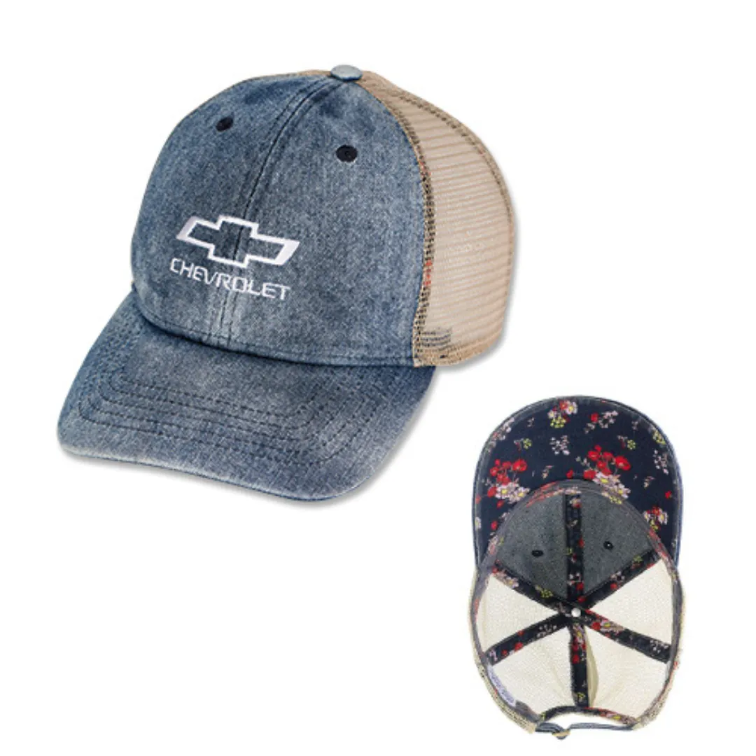 Ladies Chevrolet Bowtie Denim Ponytail Hat / Cap