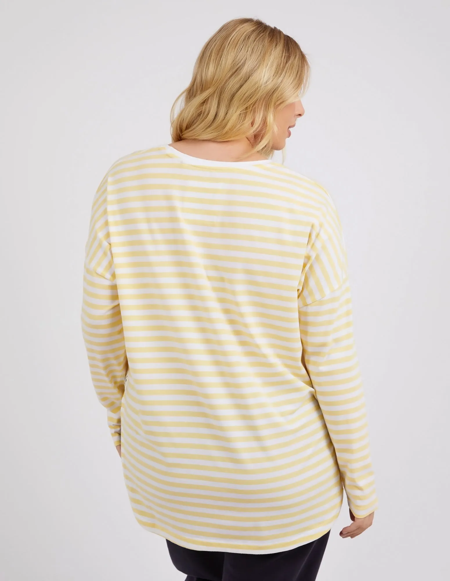 Lauren Long Sleeve Banana & White Stripe