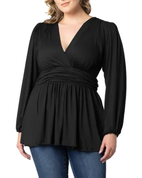 Leah Long Sleeve Tunic Top | BLACK NOIR