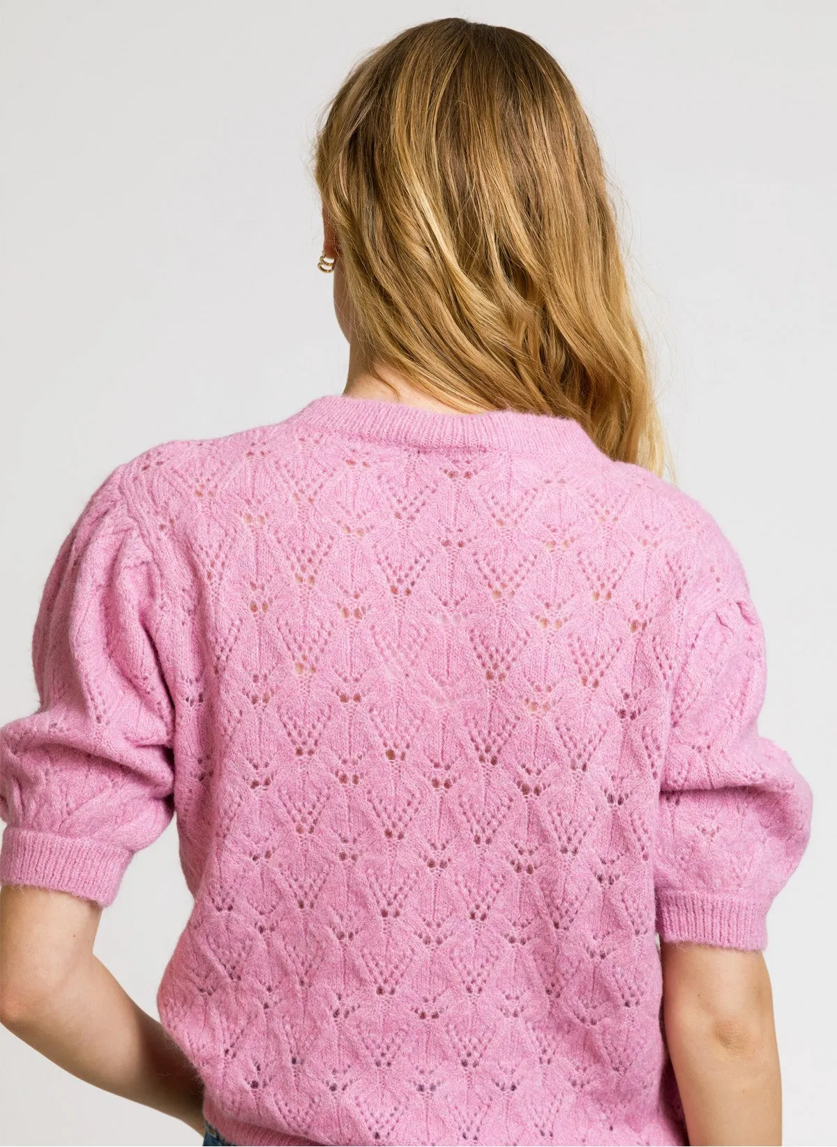 Ledika Short-Sleeve Sweater: Pink