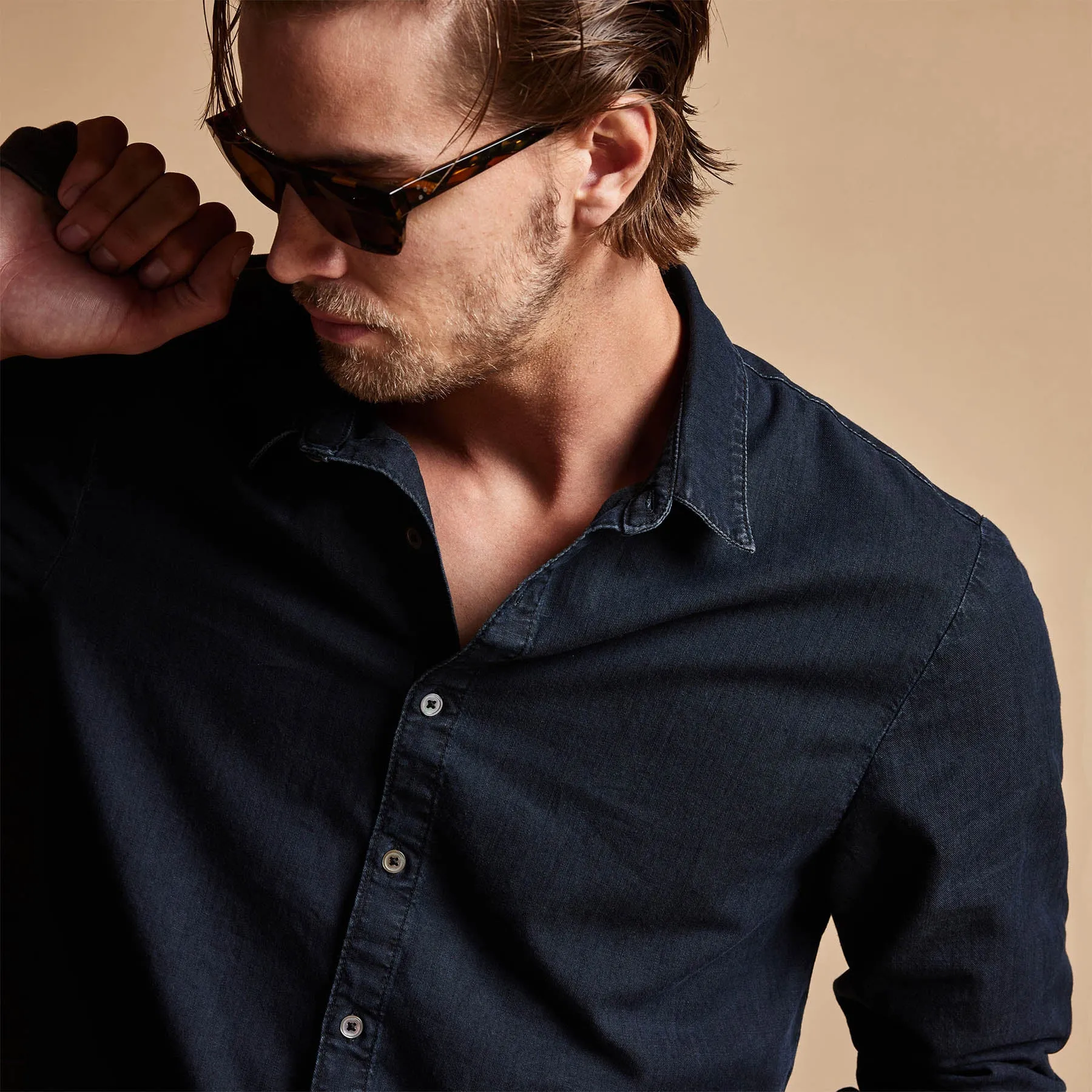 Lightweight Denim Shirt - Blue Black