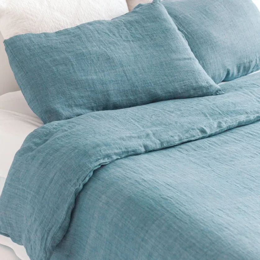 Linen Duvet Cover Set in Denim Blue