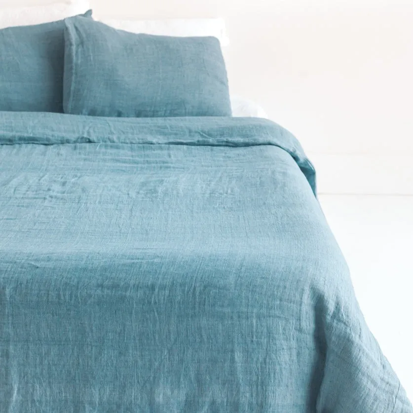 Linen Duvet Cover Set in Denim Blue