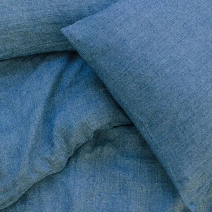 Linen Duvet Cover Set in Denim Blue