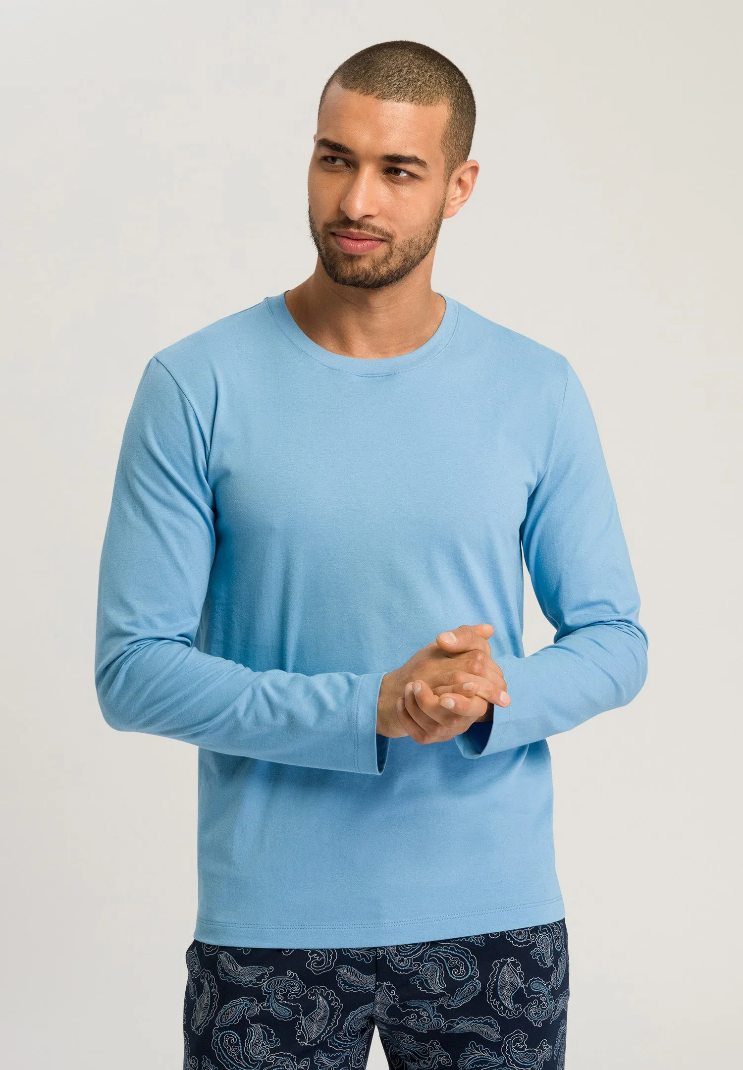 Living Shirts Cotton Crew Neck Top | Bonnie Blue 75053-1597