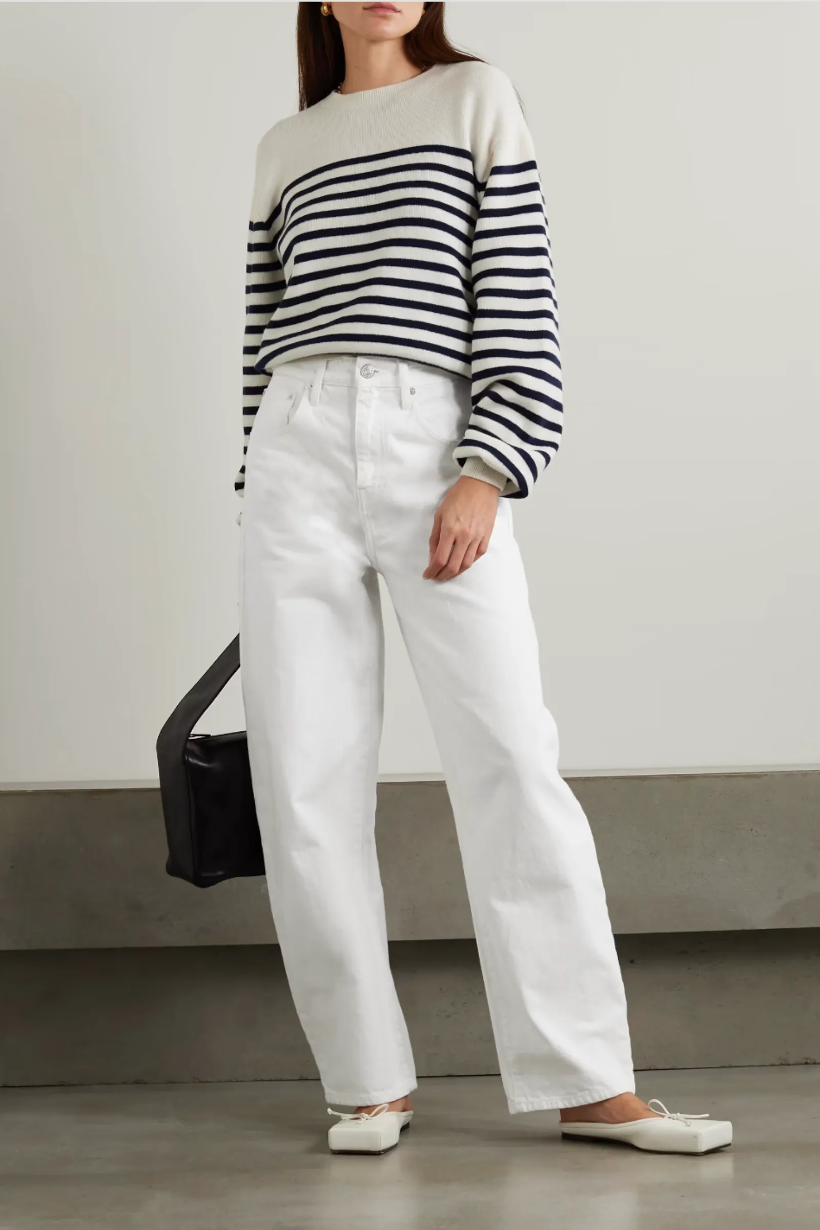 Long Barrel High-Rise Wide-Leg Jeans White