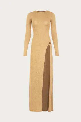 Long Sleeve Twist Dress (Gold Sequin)