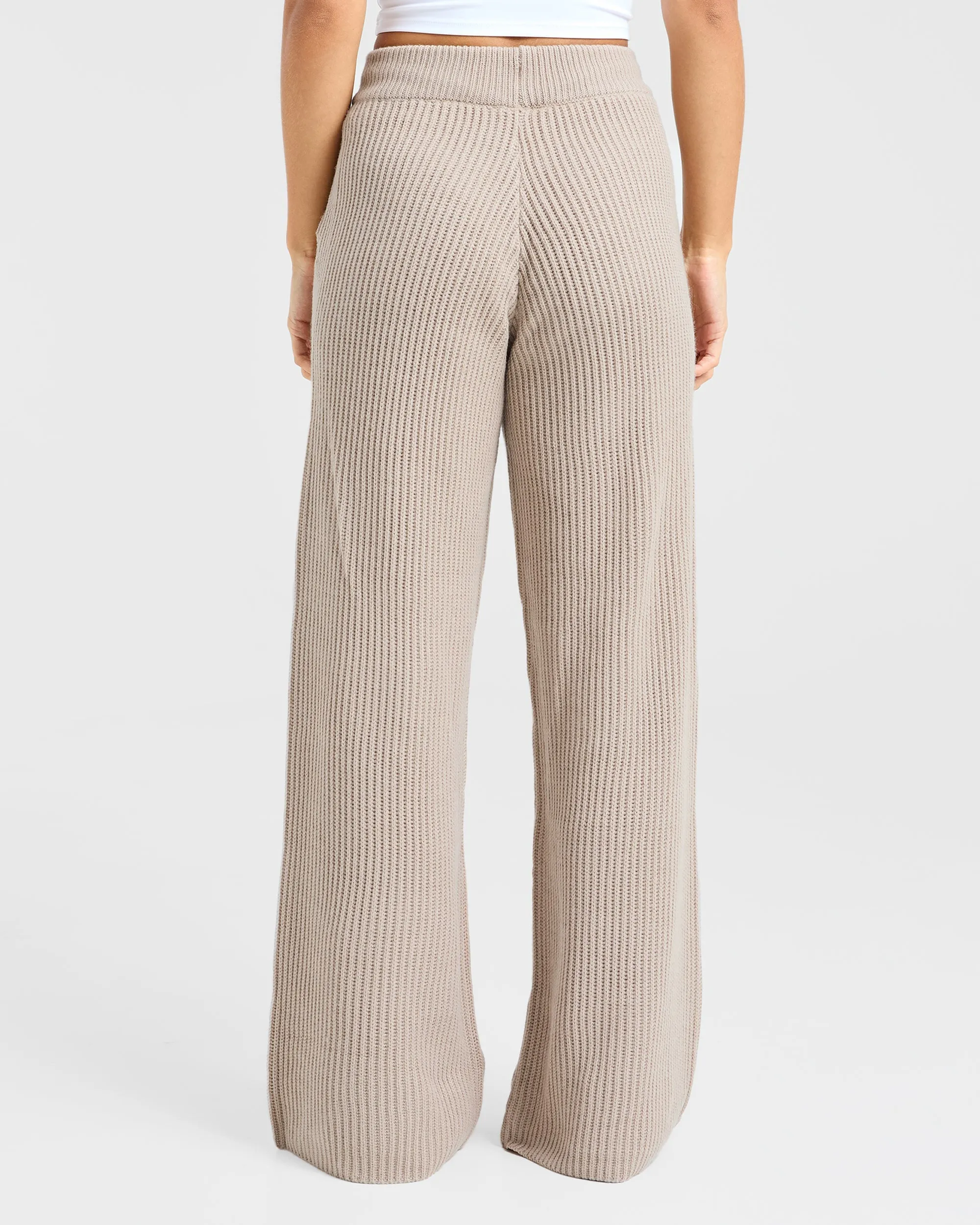 Lounge Oversized Knitted Straight Leg Joggers - Taupe Brown