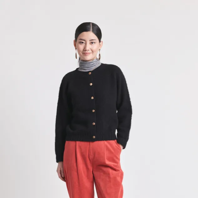 Lowie Black Brushed Boxy Cardigan