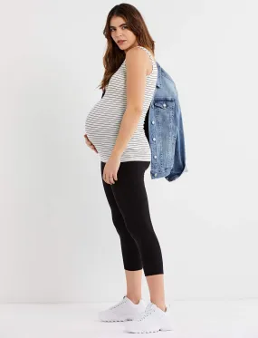 Luxe Rib Knit Maternity Tank Top in B/W Stripe