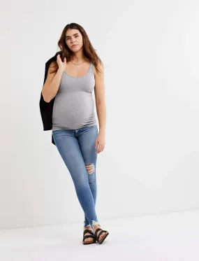 Luxe Rib Knit Maternity Tank Top in Grey