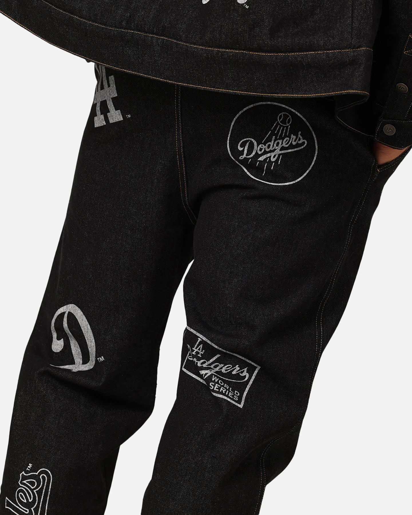 Majestic Athletic Los Angeles Dodgers Etched Denim Jeans Washed Black Denim