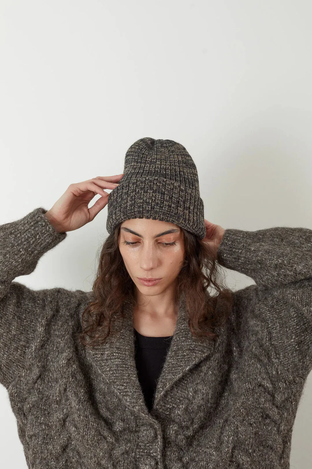 MARLED RIB HAT - SMOKE