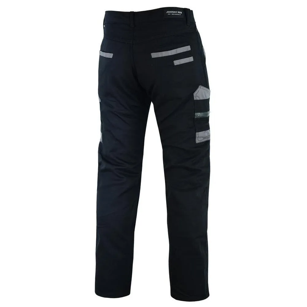 Mens Protective Black Tradie Pants With Removable Armour JRK10025